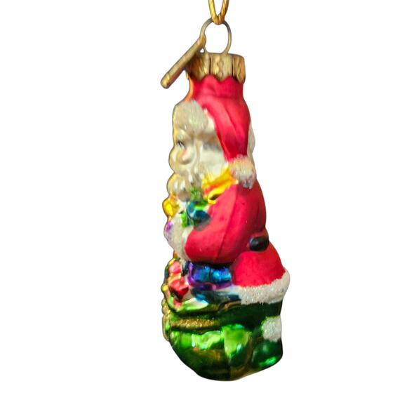 Thomas Pacconi Glass Santa Ornament 3" Hand Blown Poland Rainbow Bag - Picture 2 of 6